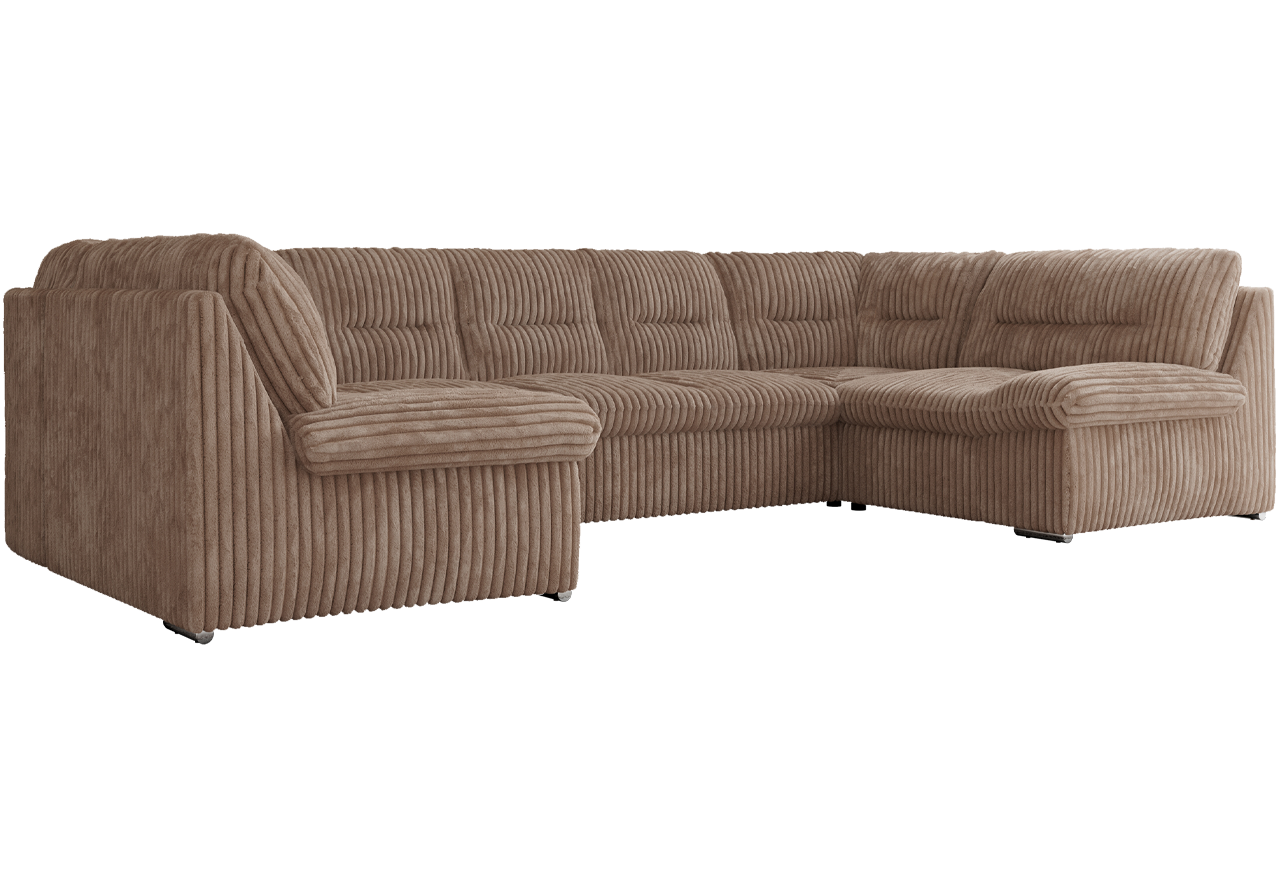 Narożnik MORBIDO U - uniwersalny - brązowy, sztruks