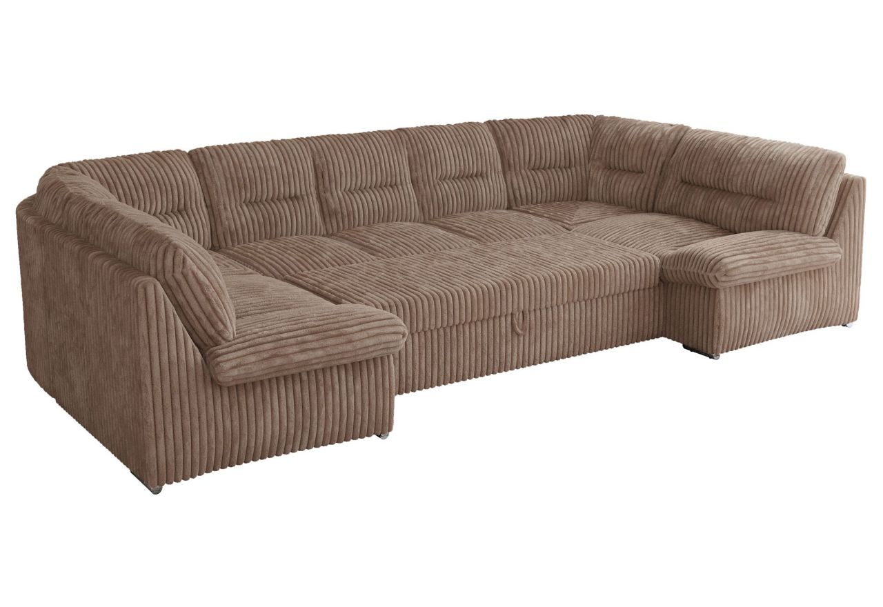 Narożnik MORBIDO U - uniwersalny - brązowy, sztruks