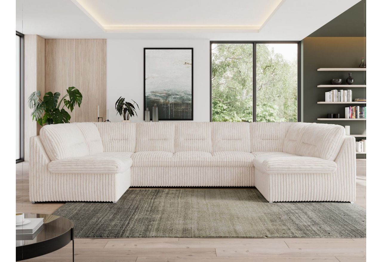 Narożnik MORBIDO U - uniwersalny - beżowy, sztruks