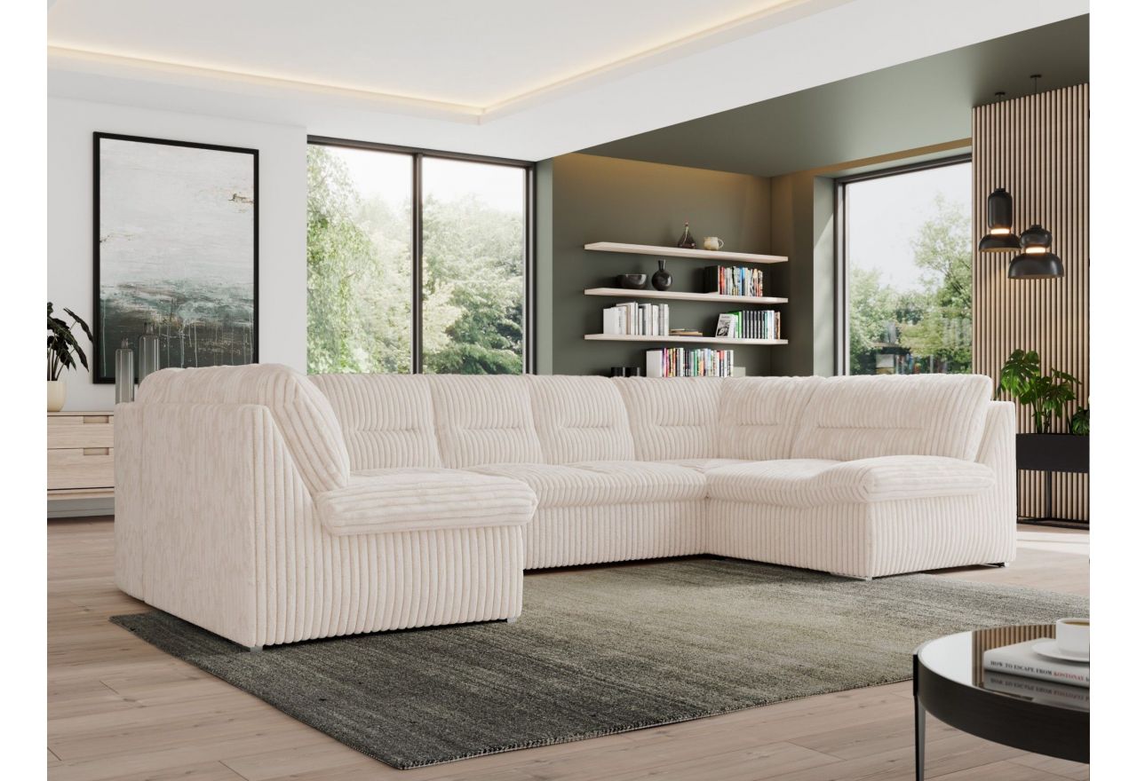 Narożnik MORBIDO U - uniwersalny - beżowy, sztruks