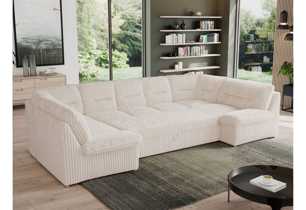 Narożnik MORBIDO U - uniwersalny - beżowy, sztruks