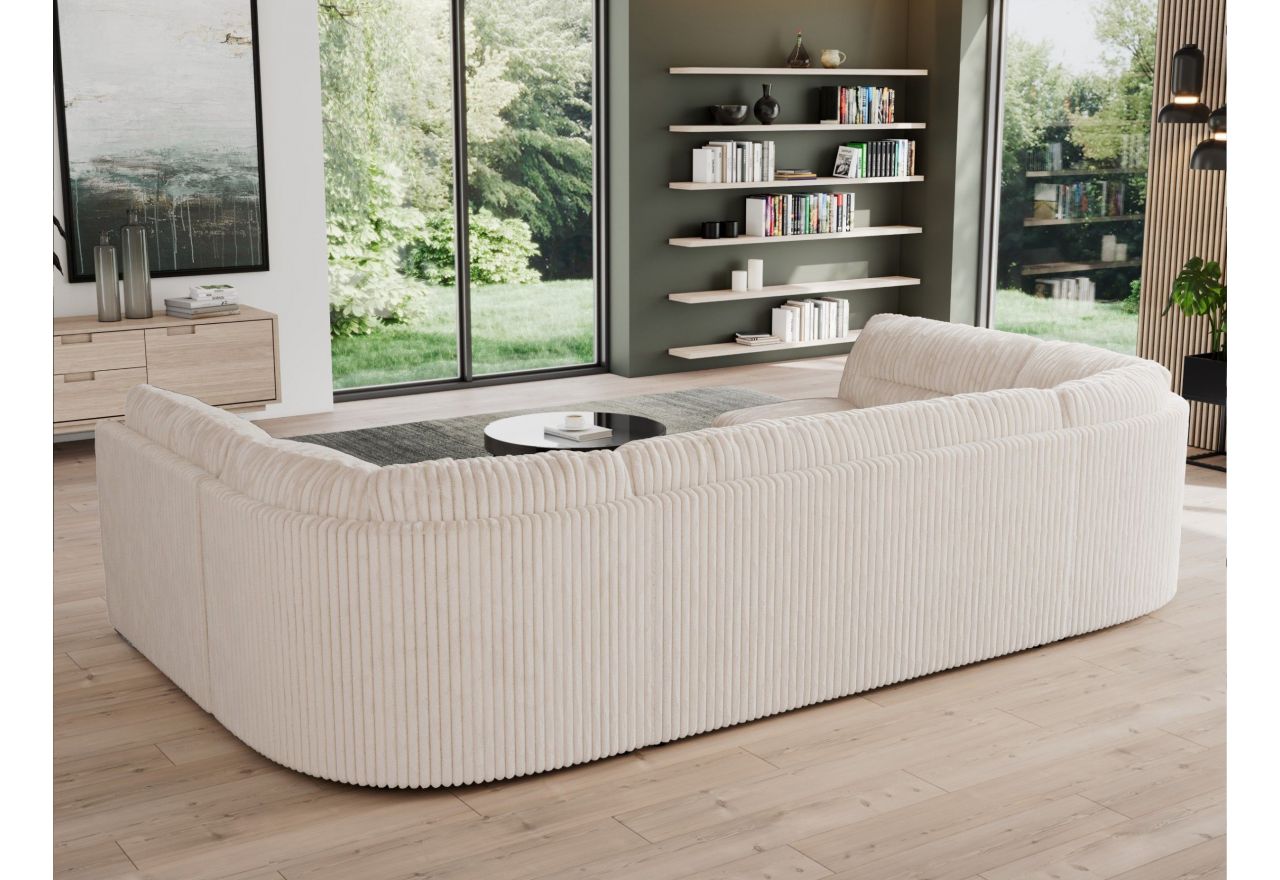 Narożnik MORBIDO U - uniwersalny - beżowy, sztruks