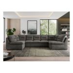 Narożnik MORBIDO U - uniwersalny - ciemnoszary, welwet