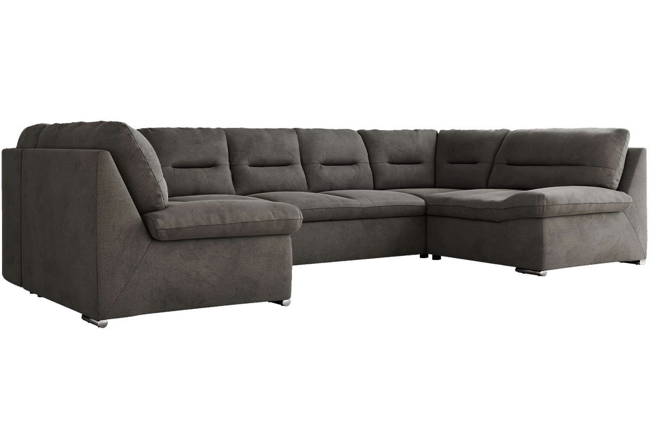 Narożnik MORBIDO U - uniwersalny - ciemnoszary, welwet