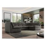 Narożnik MORBIDO U - uniwersalny - ciemnoszary, welwet