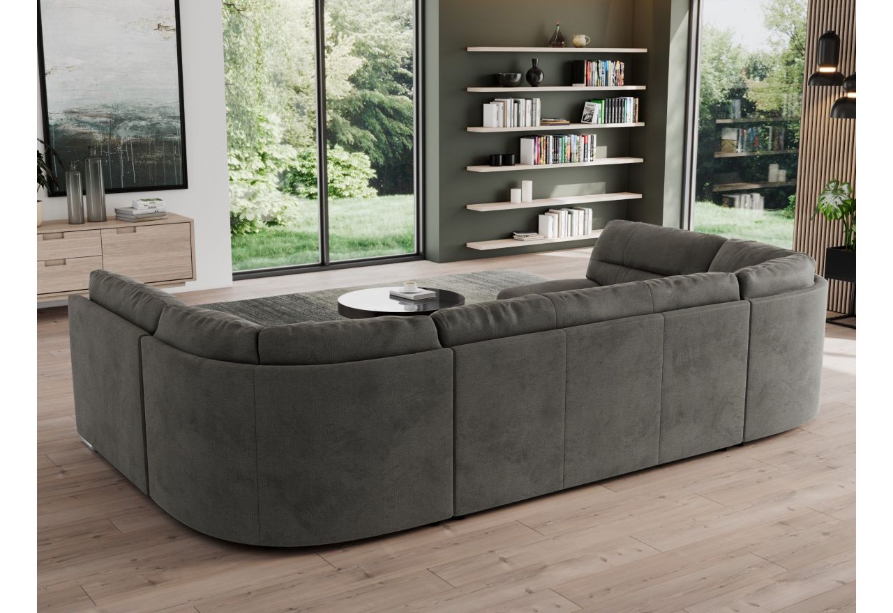 Narożnik MORBIDO U - uniwersalny - ciemnoszary, welwet