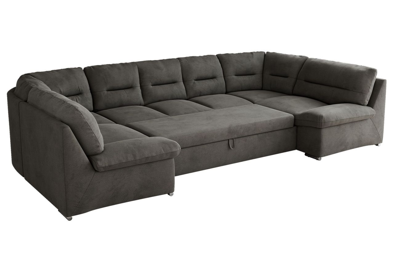 Narożnik MORBIDO U - uniwersalny - ciemnoszary, welwet