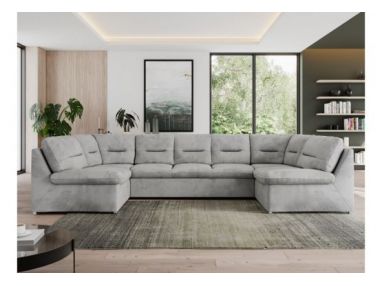 Narożnik MORBIDO U - uniwersalny - jasnoszary, welwet