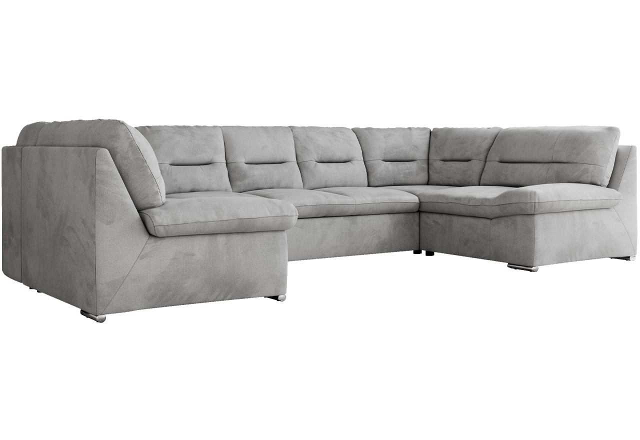 Narożnik MORBIDO U - uniwersalny - jasnoszary, welwet