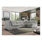 Narożnik MORBIDO U - uniwersalny - jasnoszary, welwet