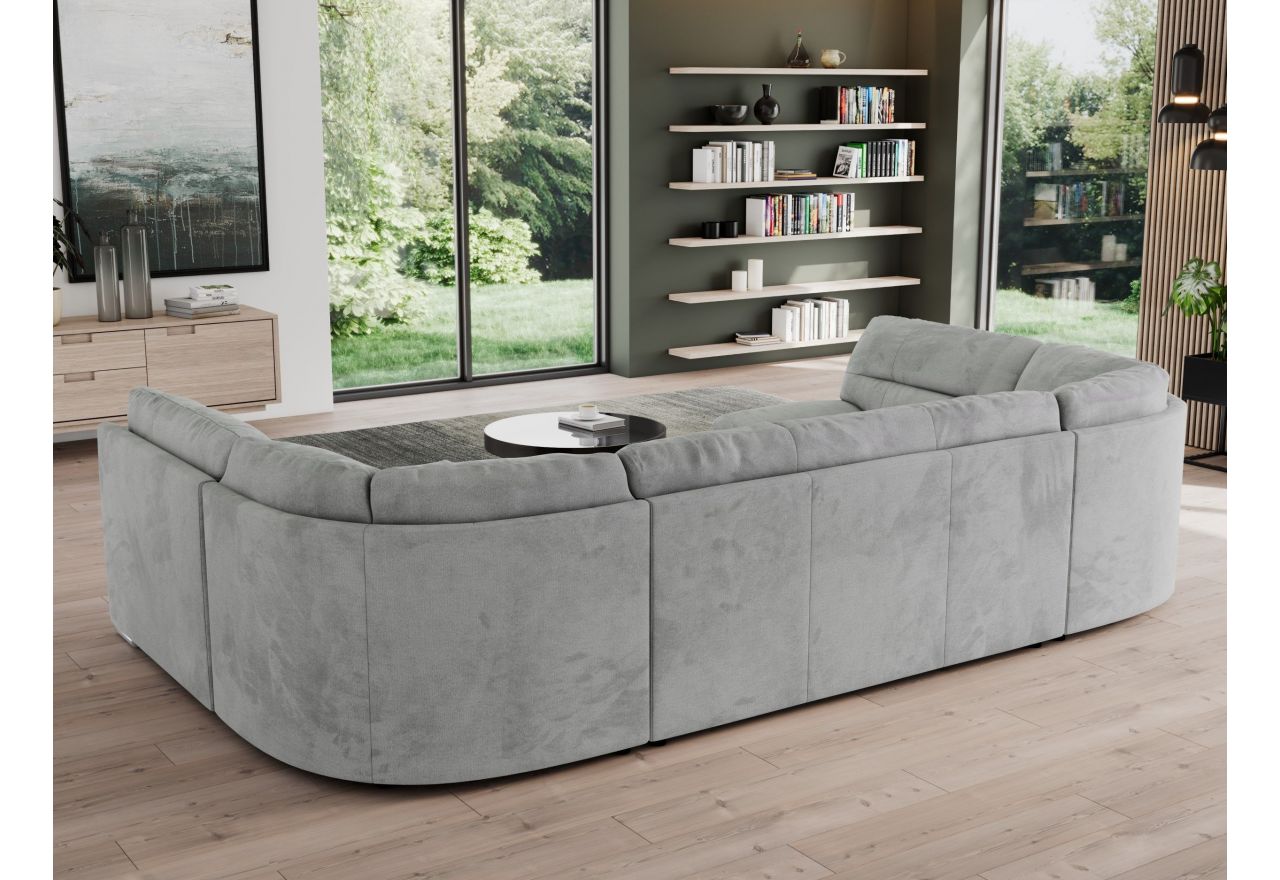 Narożnik MORBIDO U - uniwersalny - jasnoszary, welwet