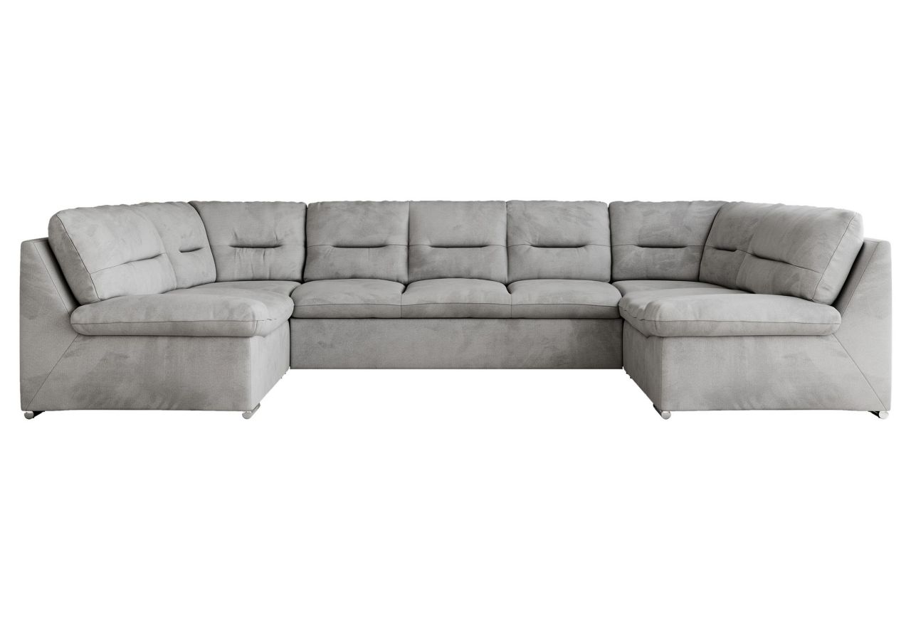 Narożnik MORBIDO U - uniwersalny - jasnoszary, welwet