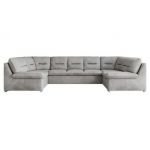 Narożnik MORBIDO U - uniwersalny - jasnoszary, welwet