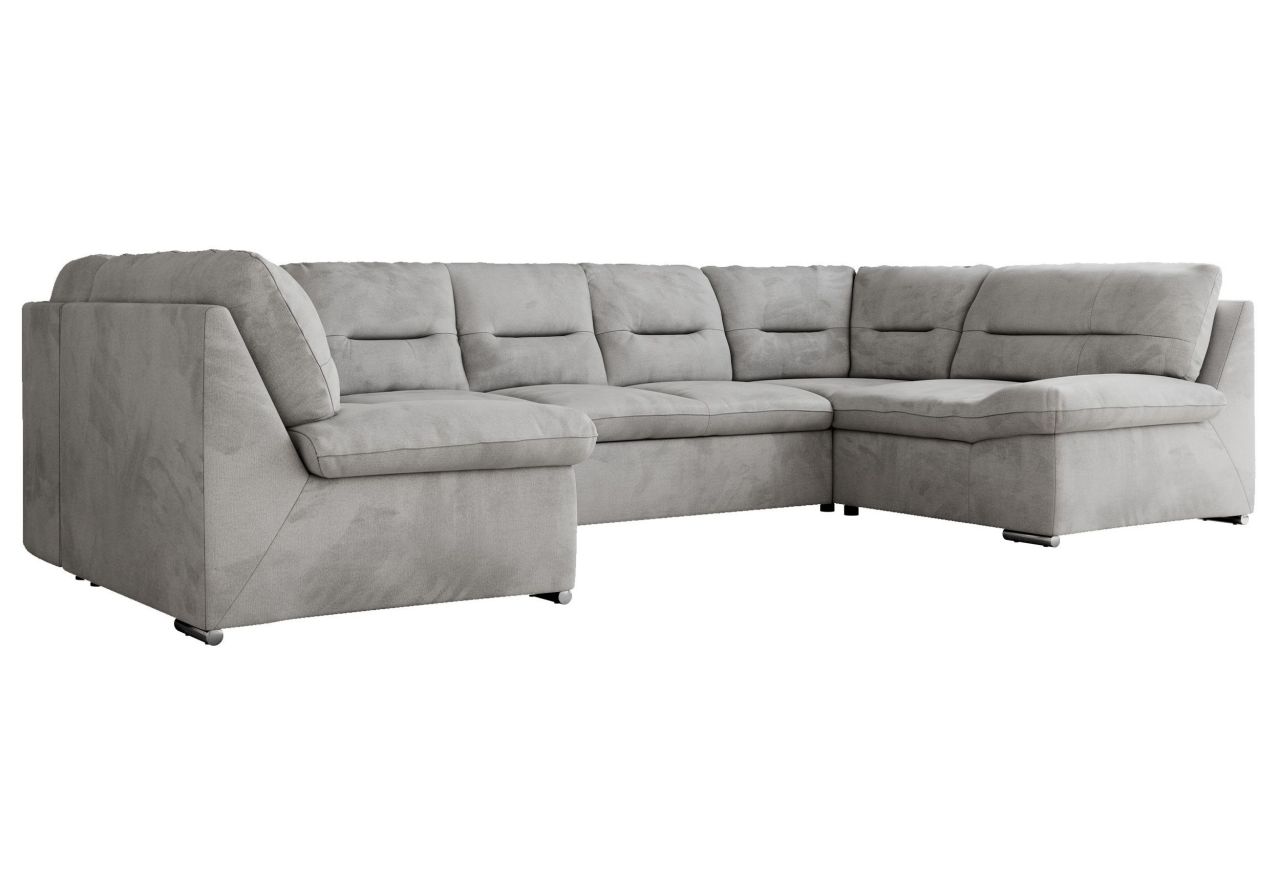 Narożnik MORBIDO U - uniwersalny - jasnoszary, welwet