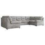 Narożnik MORBIDO U - uniwersalny - jasnoszary, welwet