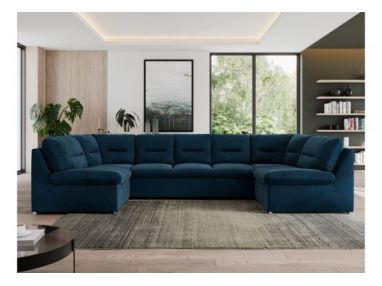 Narożnik MORBIDO U - uniwersalny - ciemnoniebieski, welwet