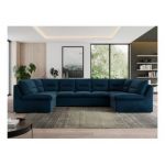 Narożnik MORBIDO U - uniwersalny - ciemnoniebieski, welwet