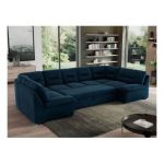 Narożnik MORBIDO U - uniwersalny - ciemnoniebieski, welwet