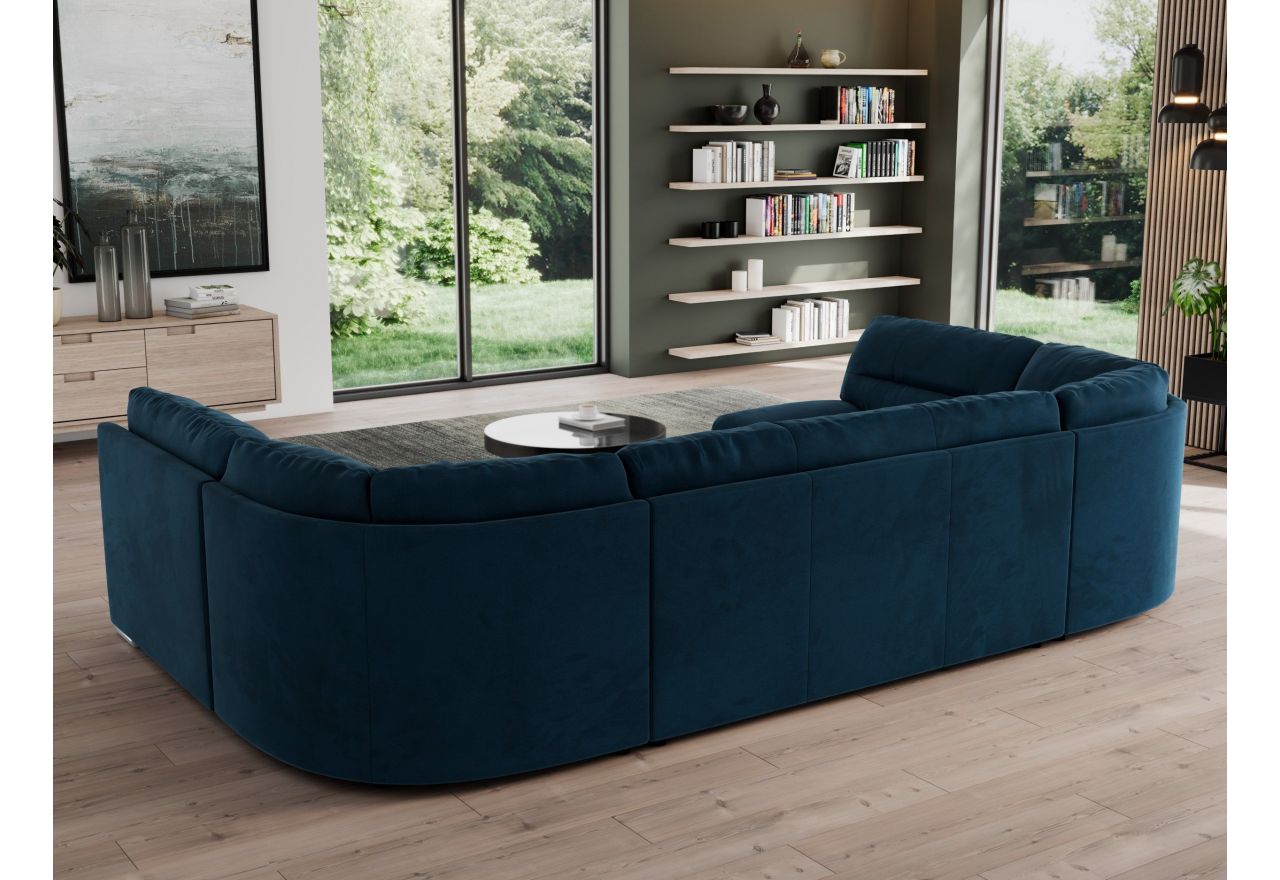 Narożnik MORBIDO U - uniwersalny - ciemnoniebieski, welwet