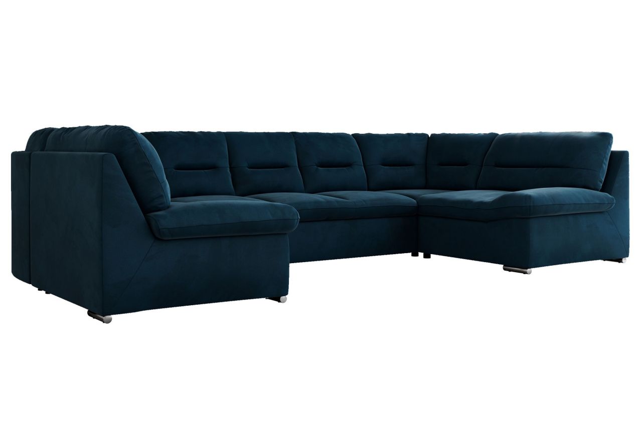 Narożnik MORBIDO U - uniwersalny - ciemnoniebieski, welwet