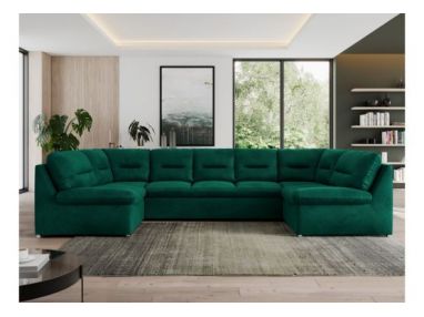 Narożnik MORBIDO U - uniwersalny - ciemnozielony, welwet