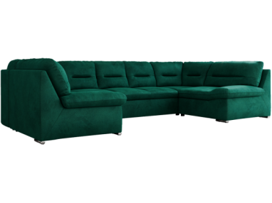 Narożnik MORBIDO U - uniwersalny - ciemnozielony, welwet