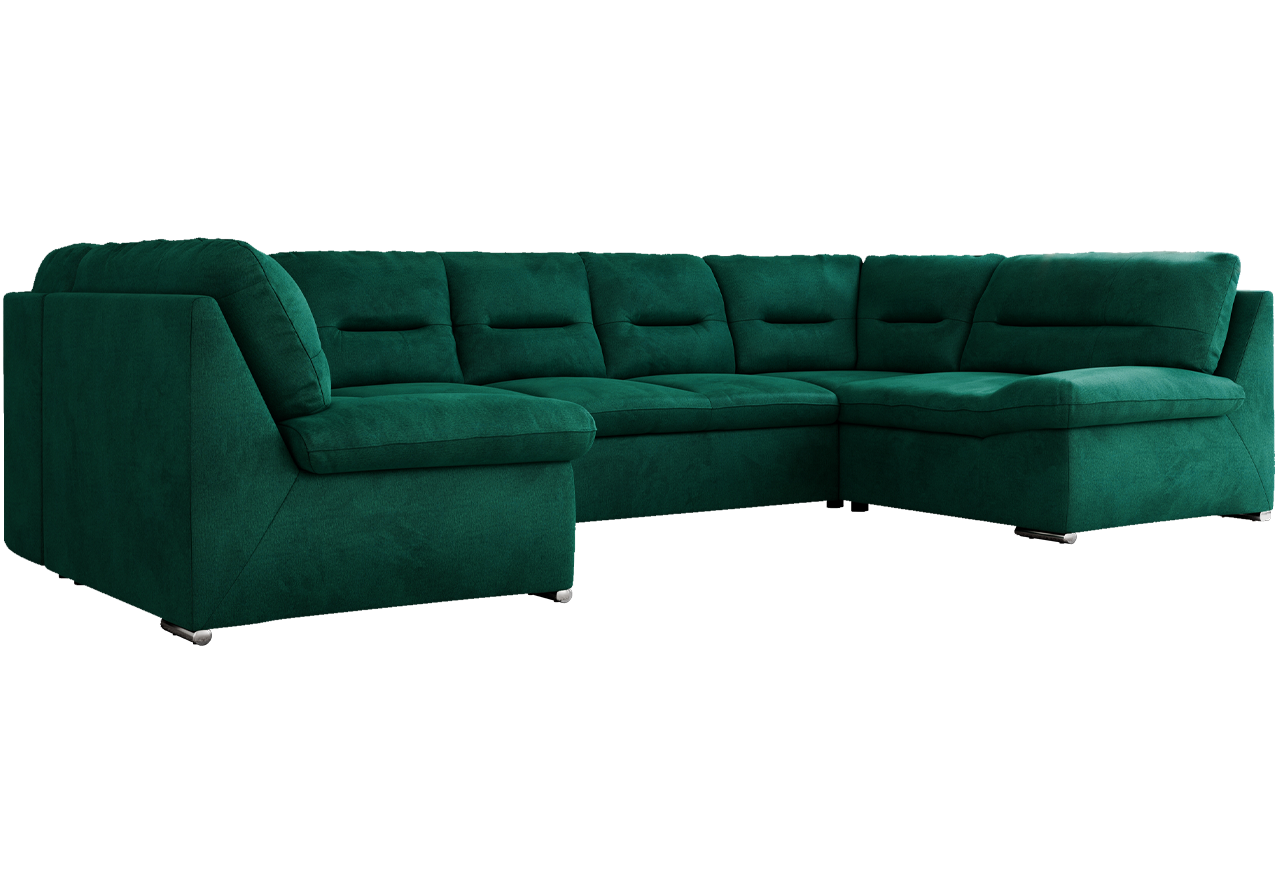 Narożnik MORBIDO U - uniwersalny - ciemnozielony, welwet