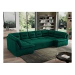 Narożnik MORBIDO U - uniwersalny - ciemnozielony, welwet