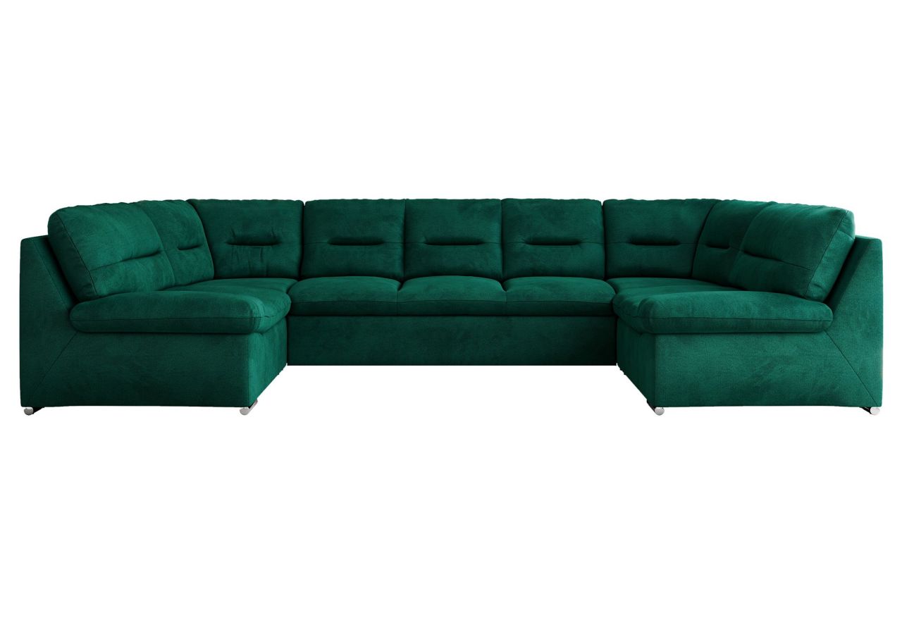 Narożnik MORBIDO U - uniwersalny - ciemnozielony, welwet