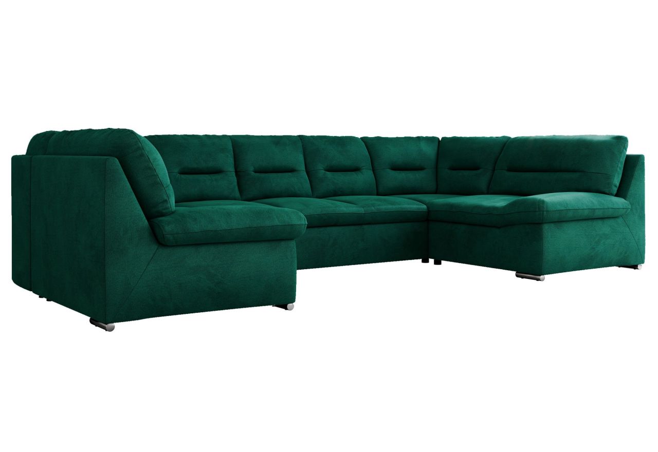 Narożnik MORBIDO U - uniwersalny - ciemnozielony, welwet