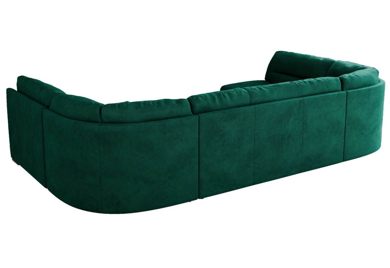 Narożnik MORBIDO U - uniwersalny - ciemnozielony, welwet