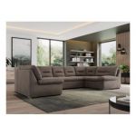 Narożnik MORBIDO U - uniwersalny - brązowy, welwet