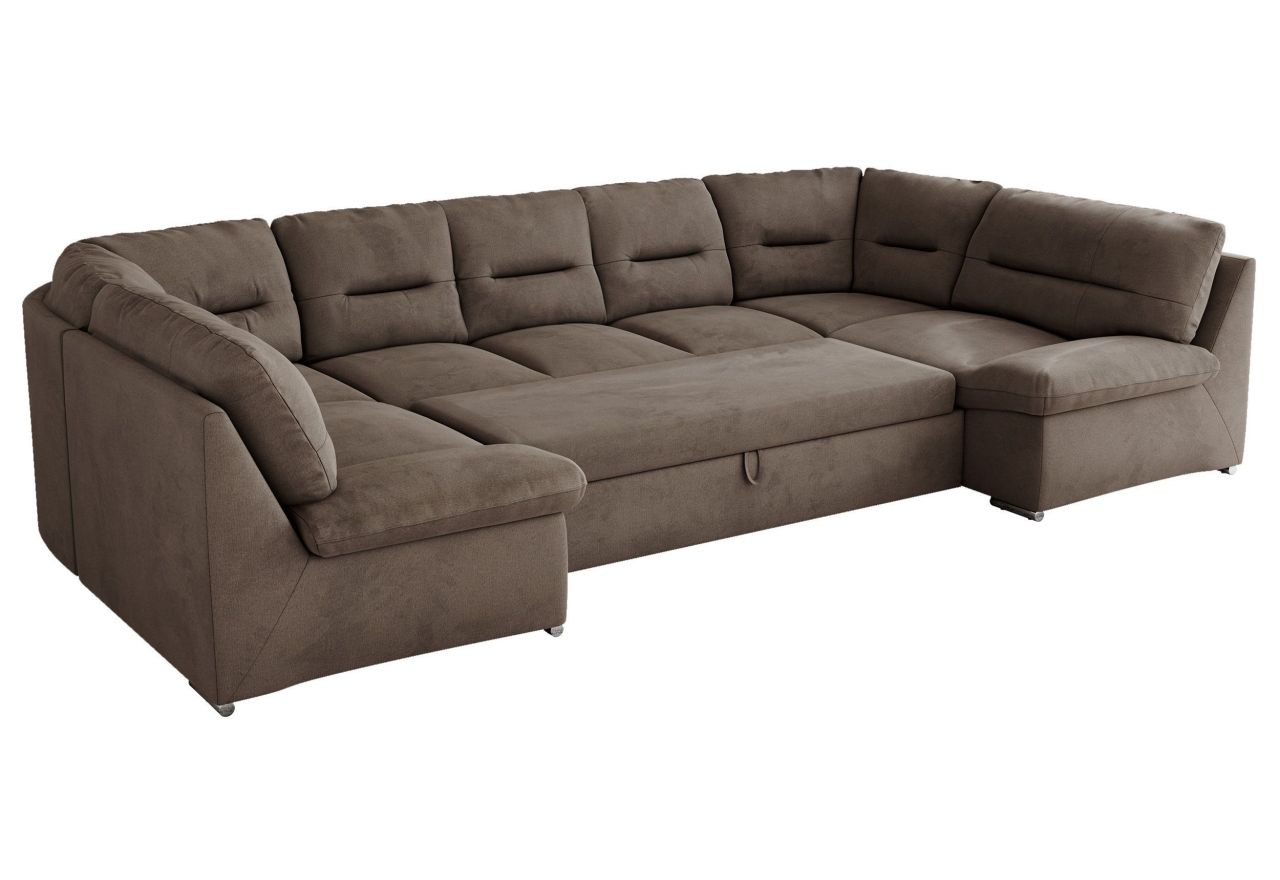 Narożnik MORBIDO U - uniwersalny - brązowy, welwet