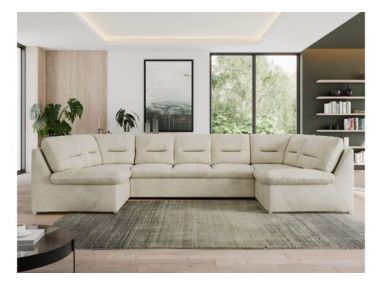 Narożnik MORBIDO U - uniwersalny - beżowy, welwet