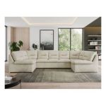 Narożnik MORBIDO U - uniwersalny - beżowy, welwet