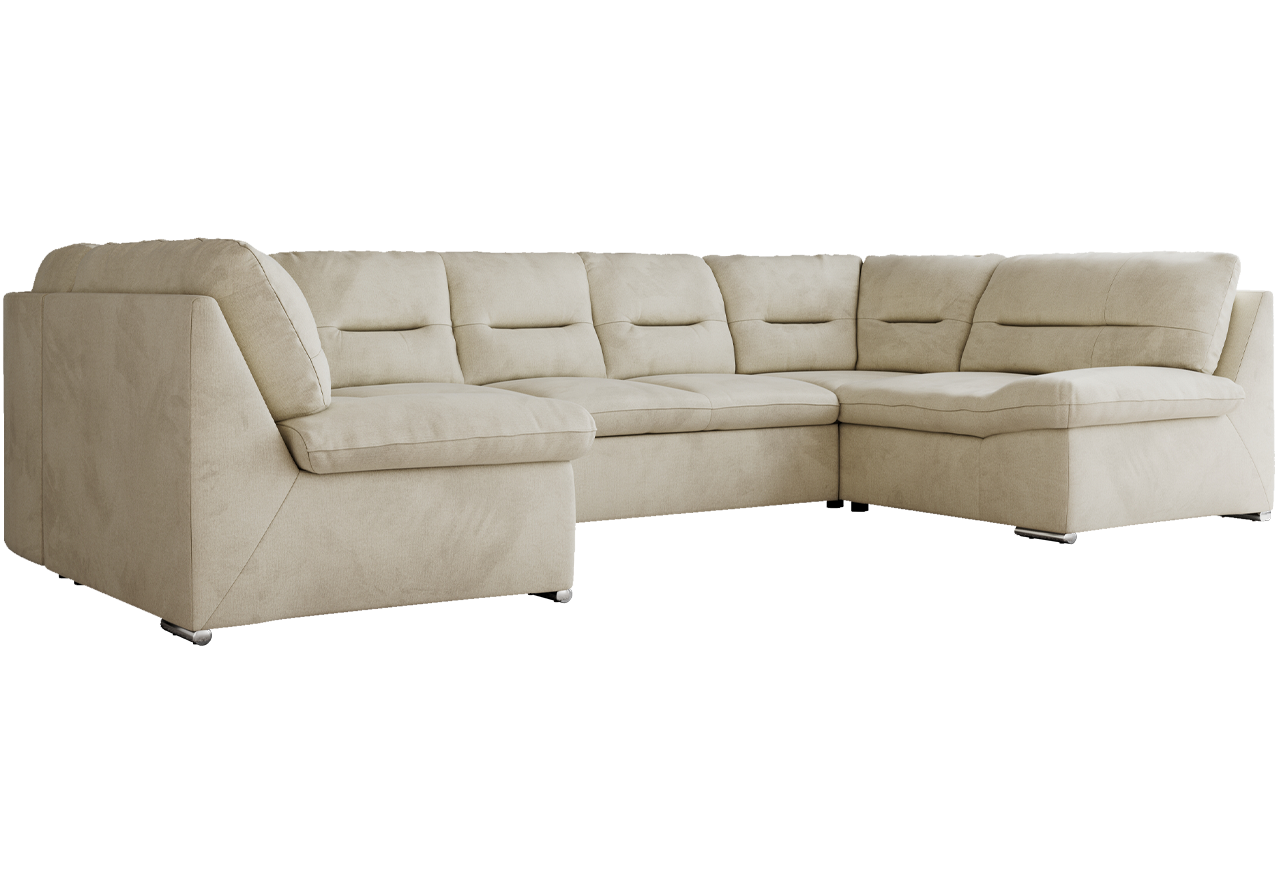 Narożnik MORBIDO U - uniwersalny - beżowy, welwet