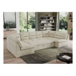 Narożnik MORBIDO U - uniwersalny - beżowy, welwet