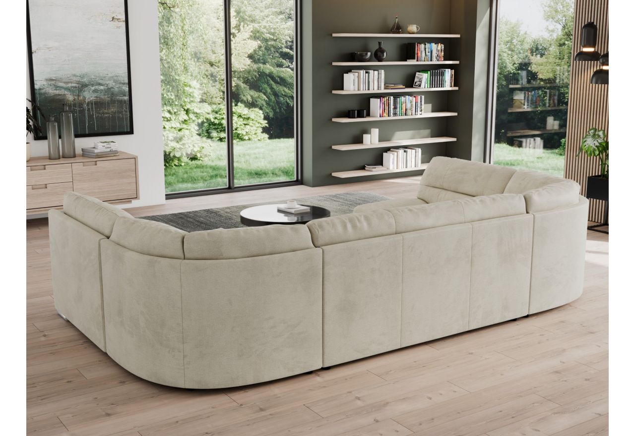 Narożnik MORBIDO U - uniwersalny - beżowy, welwet