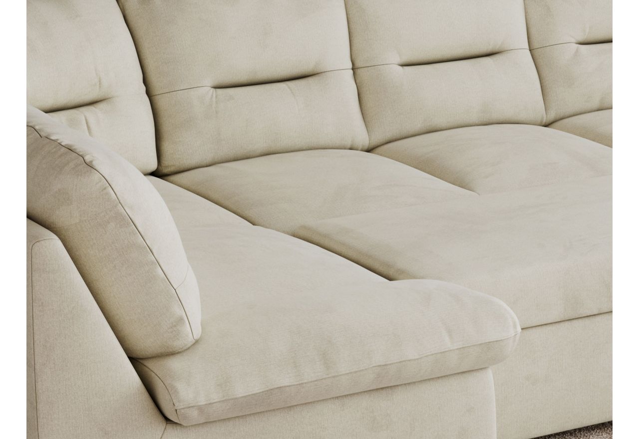 Narożnik MORBIDO U - uniwersalny - beżowy, welwet