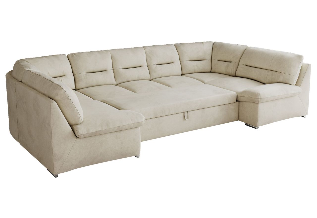 Narożnik MORBIDO U - uniwersalny - beżowy, welwet