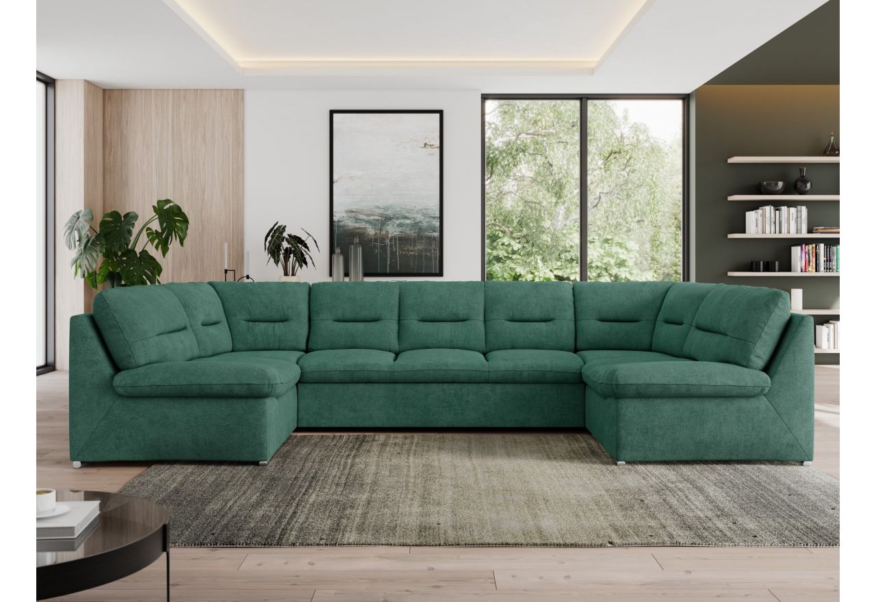 Narożnik MORBIDO U - uniwersalny - ciemnozielony, struktura