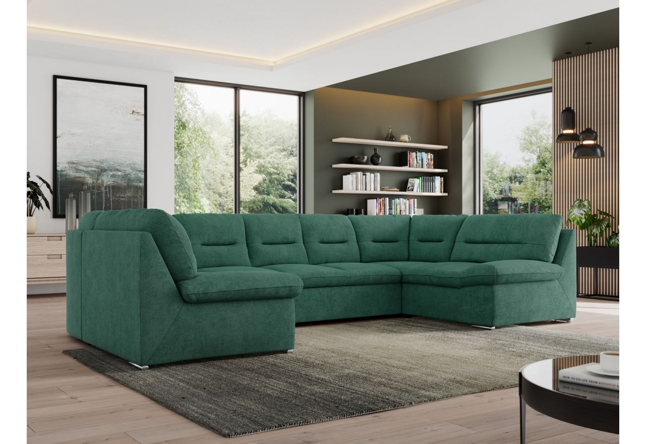 Narożnik MORBIDO U - uniwersalny - ciemnozielony, struktura