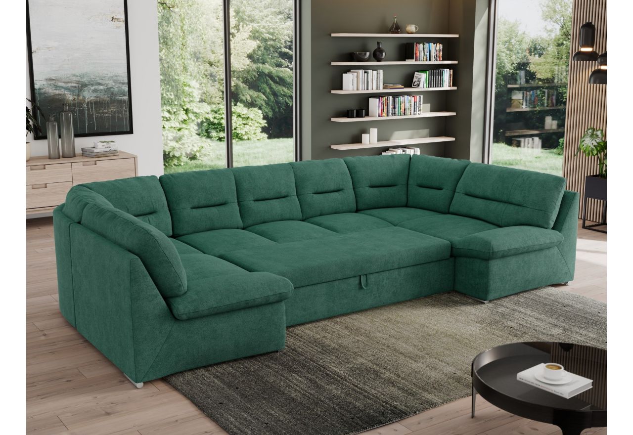 Narożnik MORBIDO U - uniwersalny - ciemnozielony, struktura