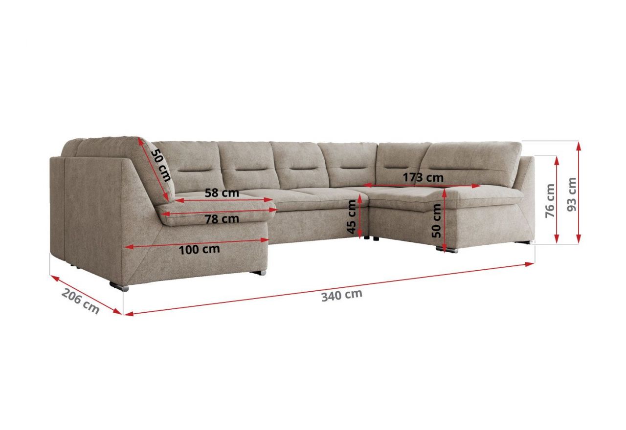 Narożnik MORBIDO U - uniwersalny - beżowy, struktura