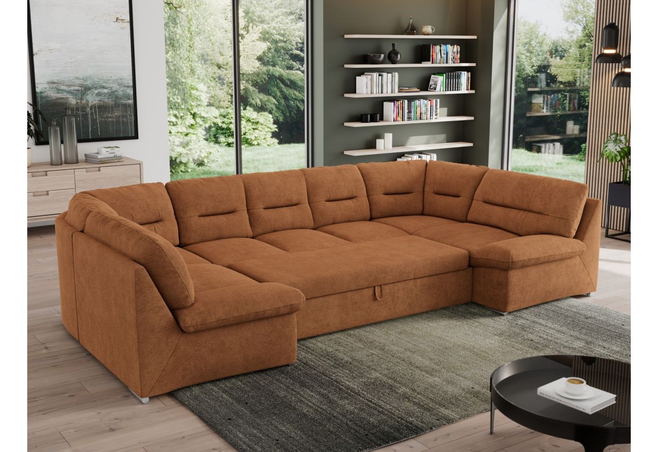 Narożnik MORBIDO U - uniwersalny - pomarańczowy, struktura