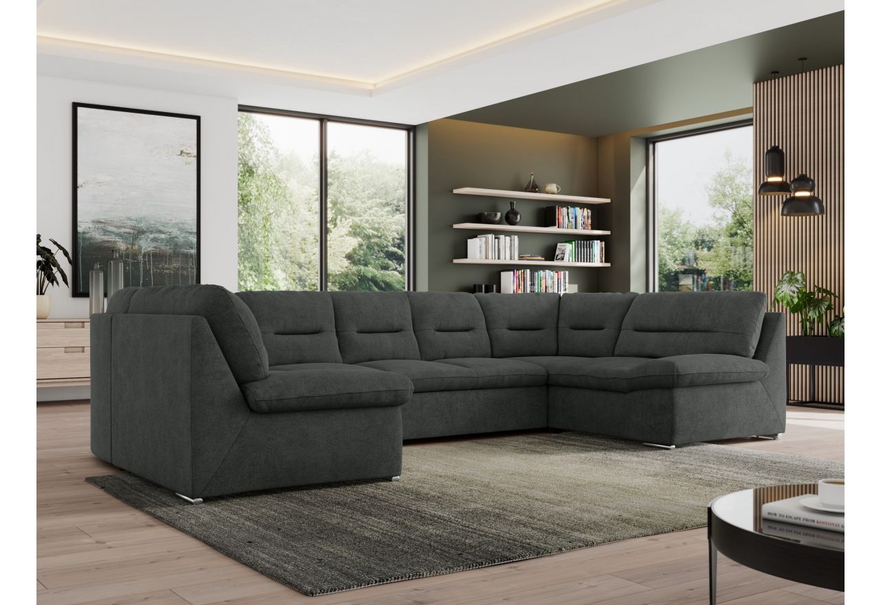 Narożnik MORBIDO U - uniwersalny - ciemnoszary, struktura