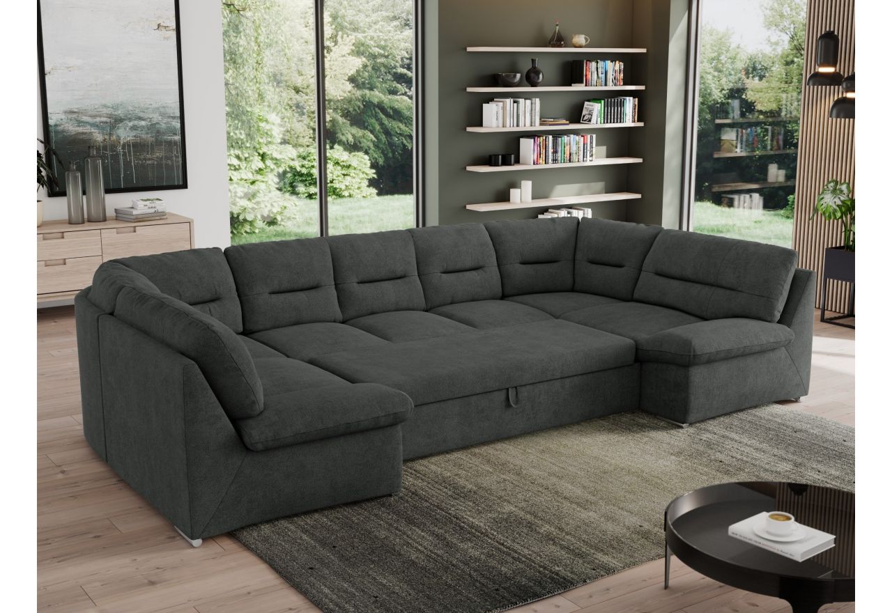 Narożnik MORBIDO U - uniwersalny - ciemnoszary, struktura