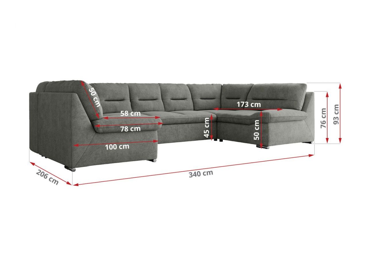 Narożnik MORBIDO U - uniwersalny - szary, struktura