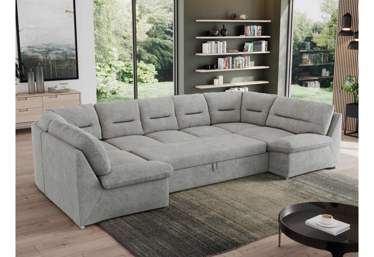 Narożnik MORBIDO U - uniwersalny - jasnoszary, struktura