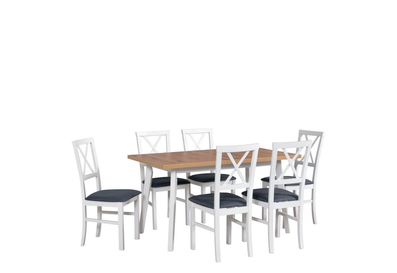 Praktyczny i stylowy zestaw mebli do kuchni i salonu - stół COMA 10 + krzesła MONTU 4